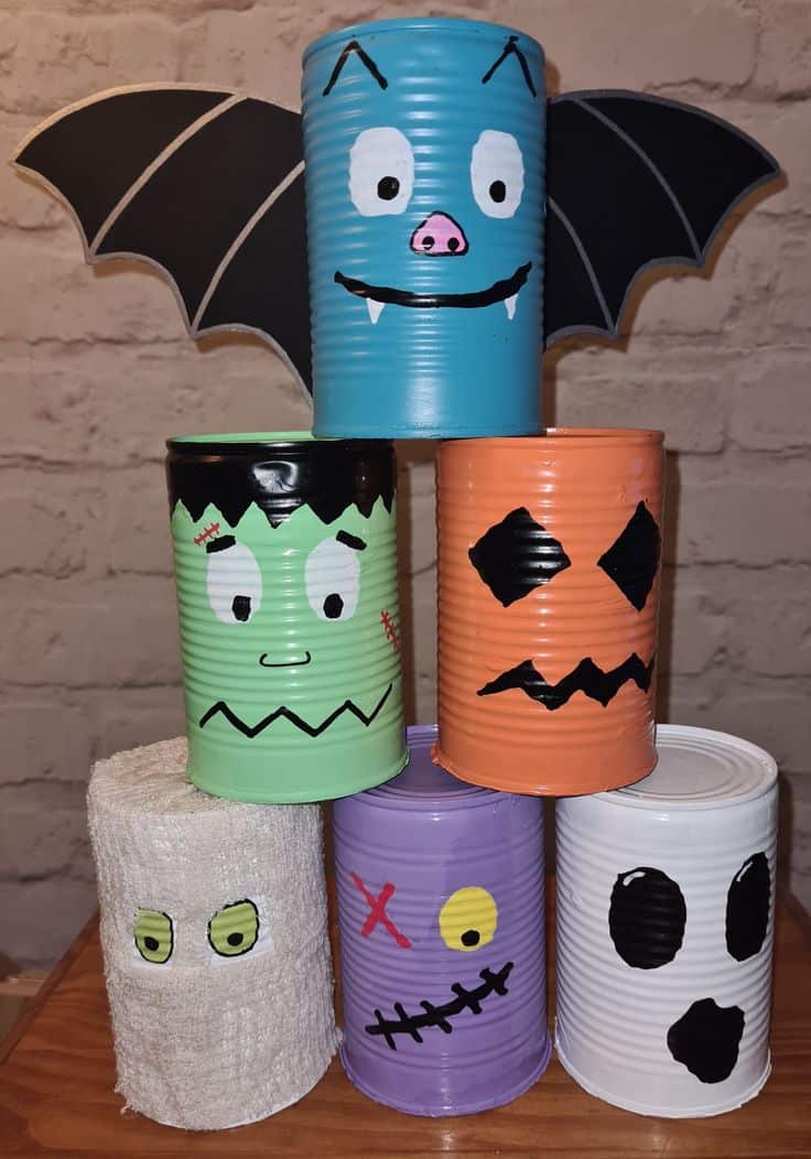 Spooky Monster Tin Cans