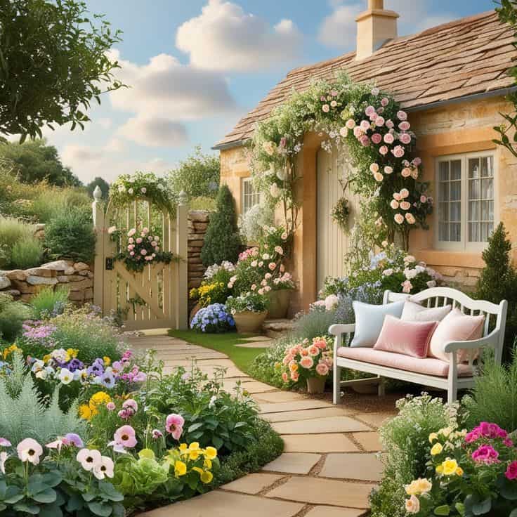 Elegant Topiary Cottage Garden