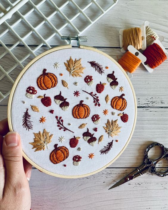 Delicate Autumn Embroidery Art