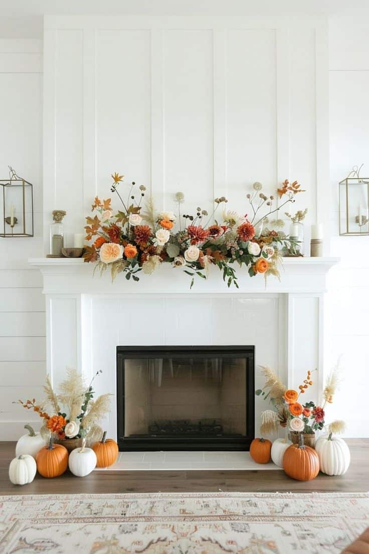 Elegant Floral Fall Fireplace