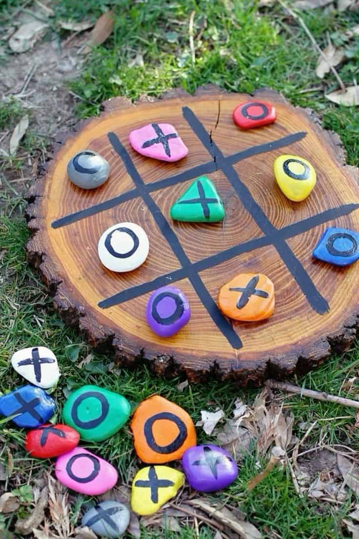 Colorful Tic-Tac-Toe Stones