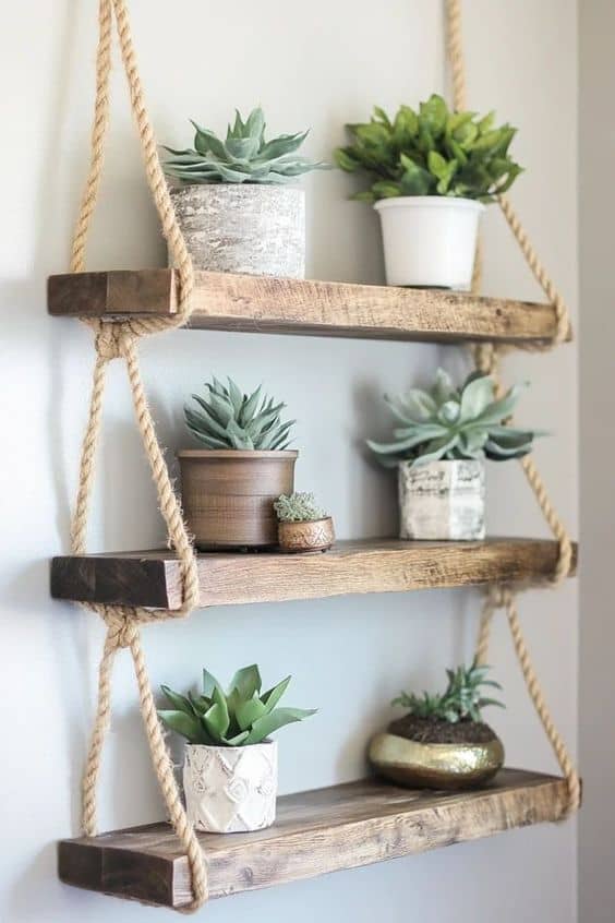 Rustic Rope Hanging Shelf