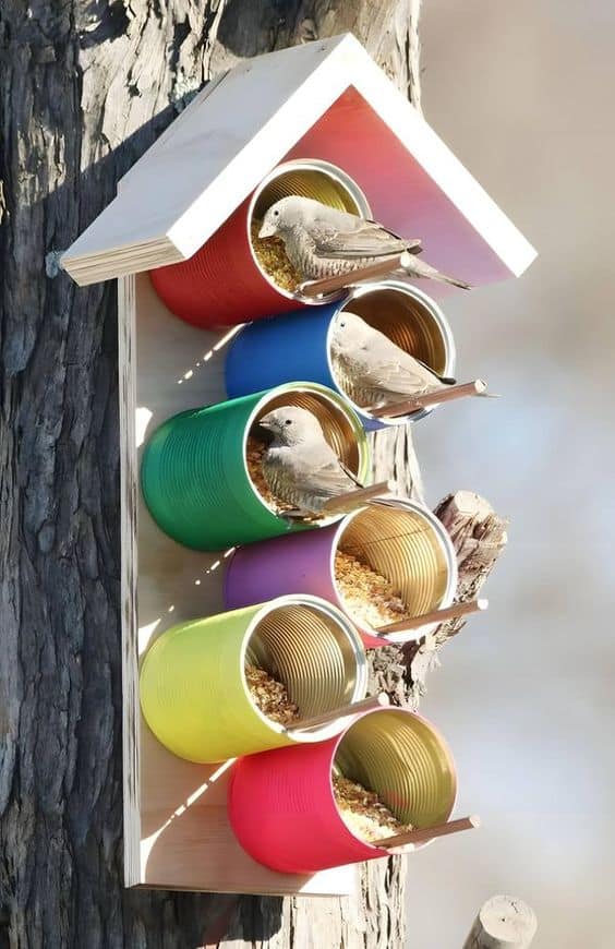 Vibrant Tin Can Birdhouses