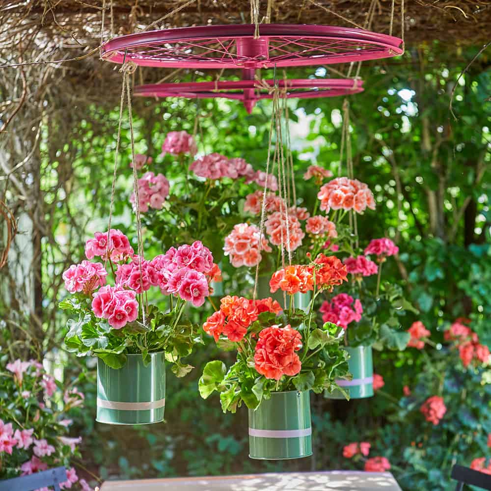 Colorful Bicycle Wheel Planter