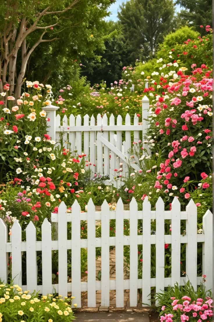 Enchanting White Picket Fence Garden Entrance