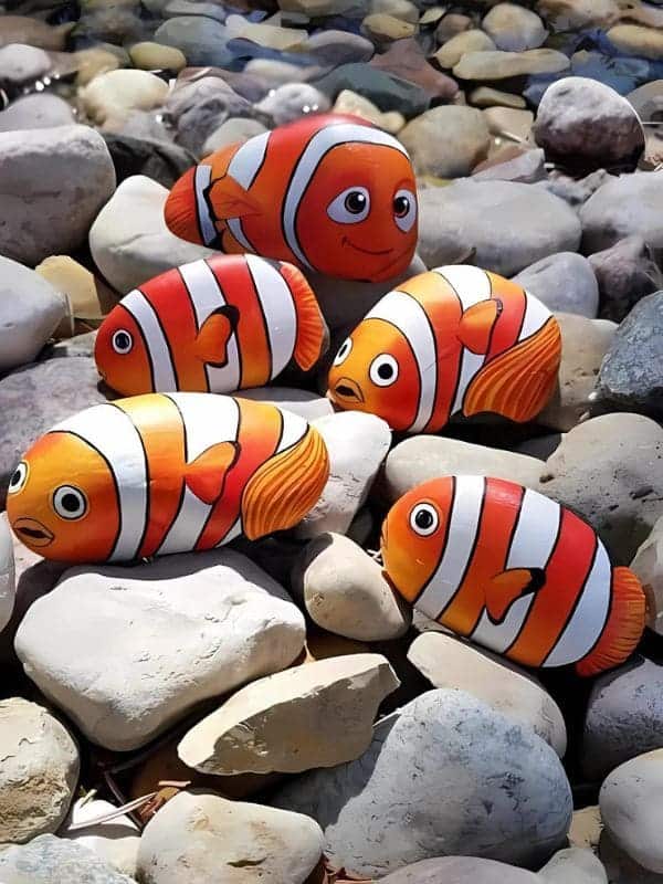 Adorable Clownfish Pebble Family