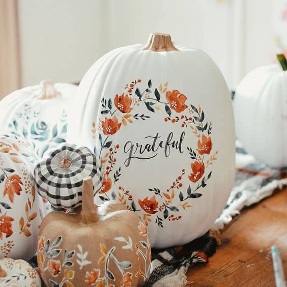 Whimsical Floral Wreath Pumpkin