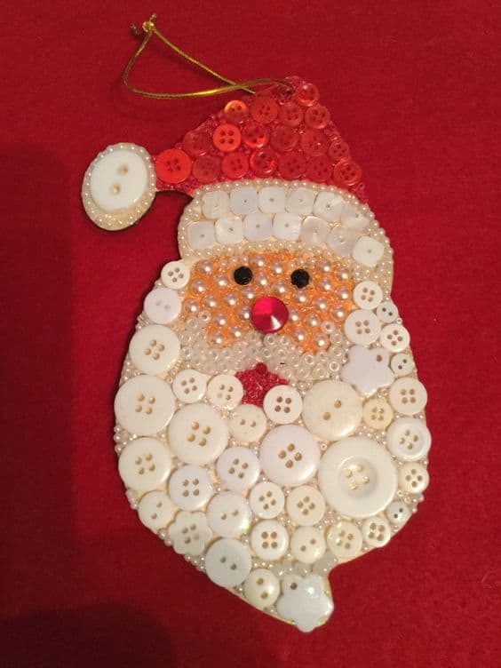 Charming Button Santa Ornament