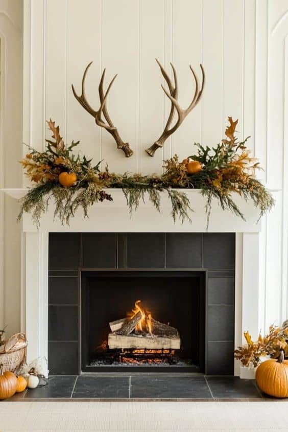 Rustic Antler-Inspired Hearth