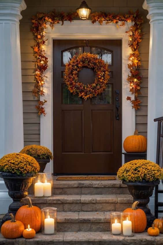 Inviting Autumn Candlelit Porch