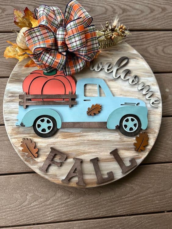 Rustic Fall Truck Welcome Sign