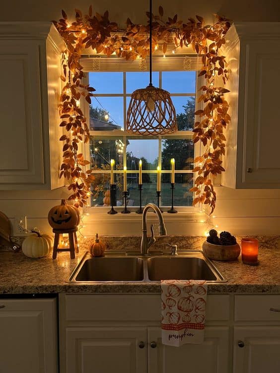 Warm Glowing Halloween Kitchen