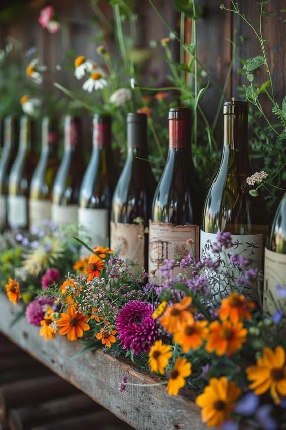 Charming Wine Bottle Flower Display