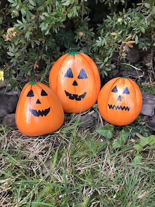 Spooky Pumpkin Pebble Trio