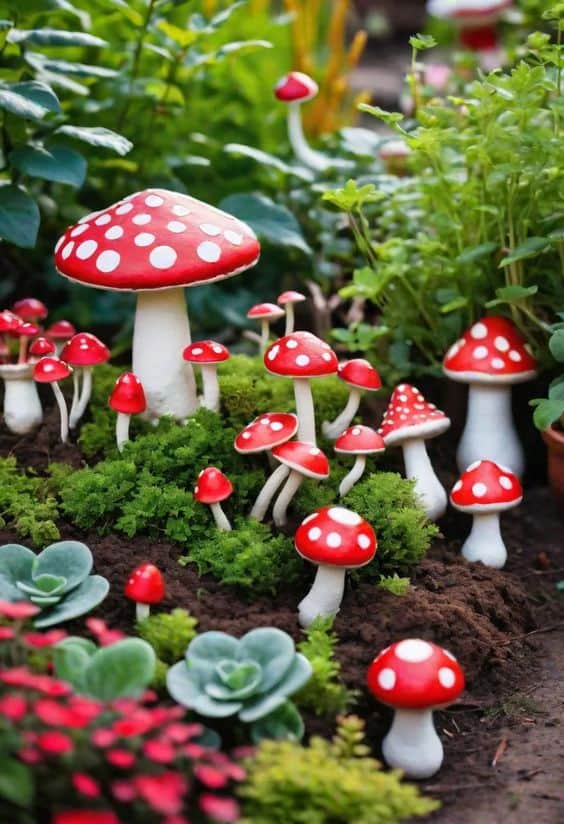 Whimsical Mushroom Sculptures