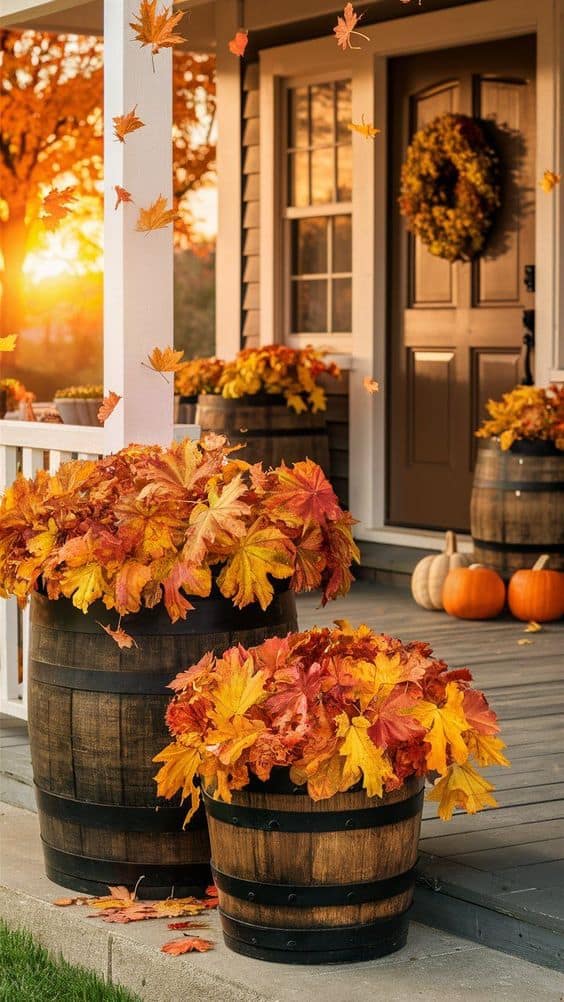 Golden Barrel Autumn Porch