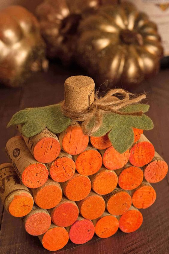 Adorable Wine Cork Pumpkin