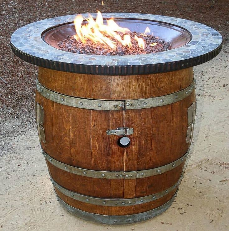 Rustic Wine Barrel Fire Pit