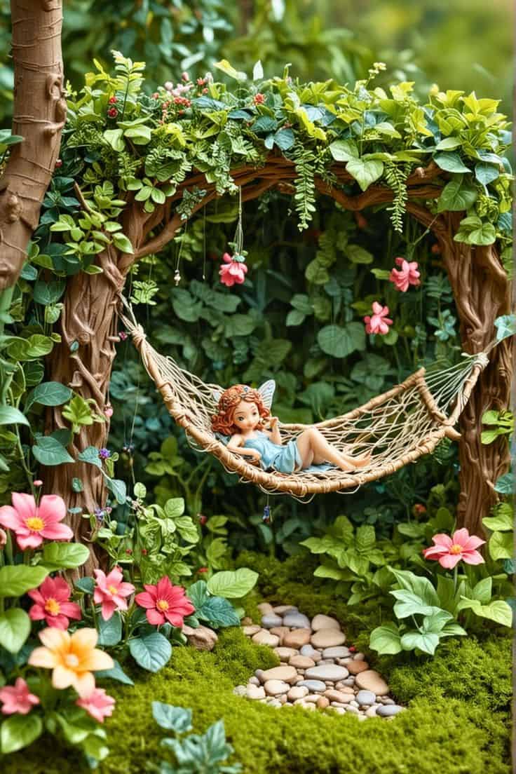 Serene Fairy Hammock Hideaway Among Blossoms