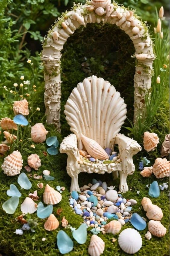 Seashell Throne in an Enchanted Fairy Garden