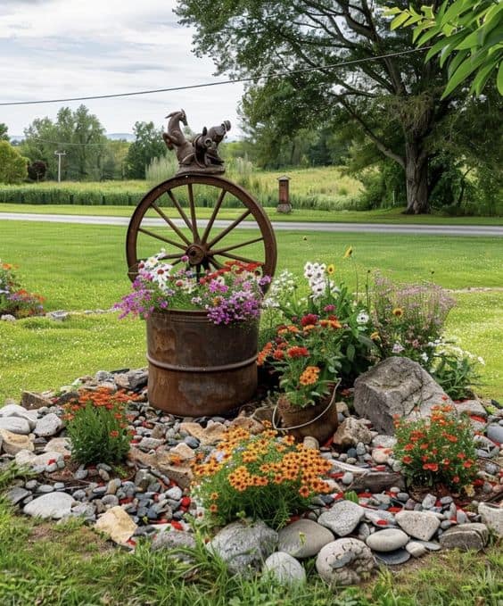 Wagon Wheel Rock Garden