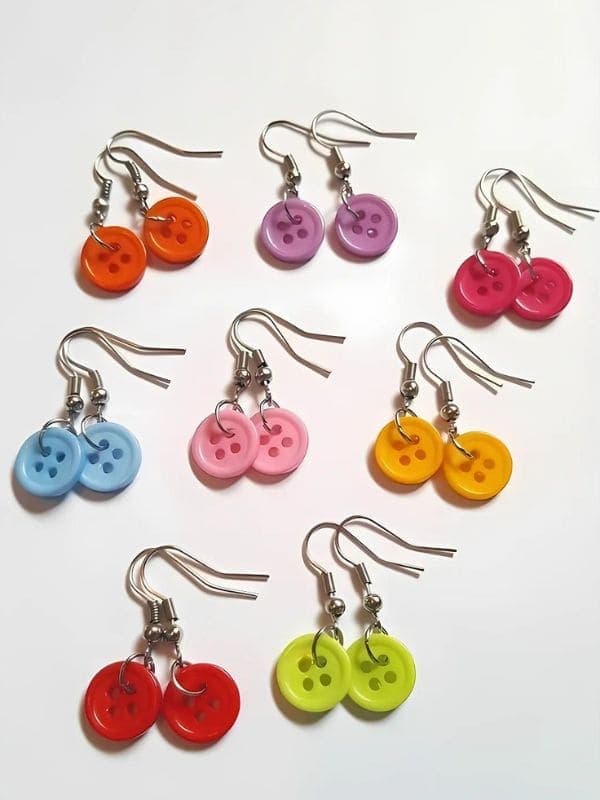 Vibrant Button Earrings Craft