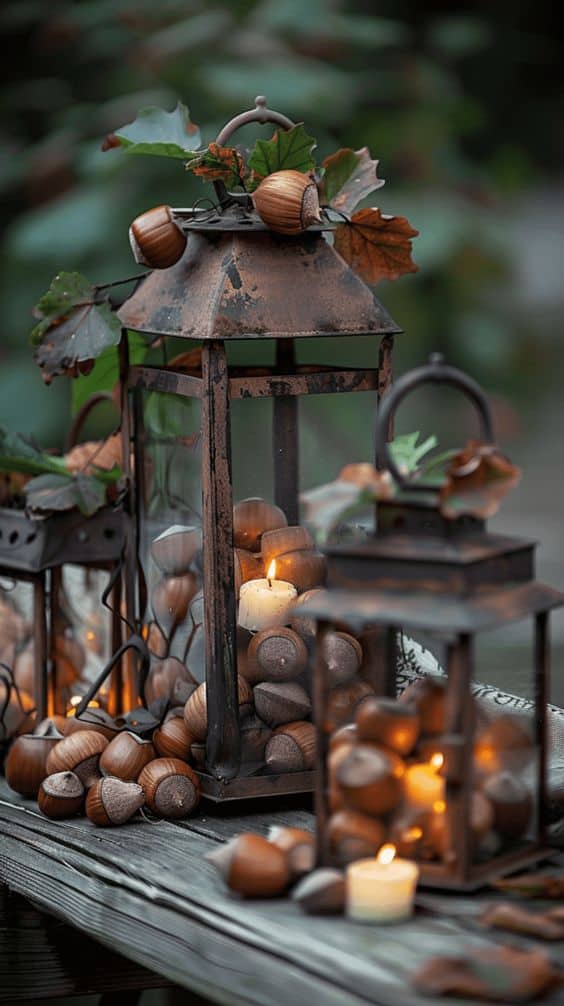 Rustic Acorn Lantern Glow