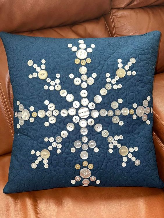 Gorgeous Button Snowflake Pillow