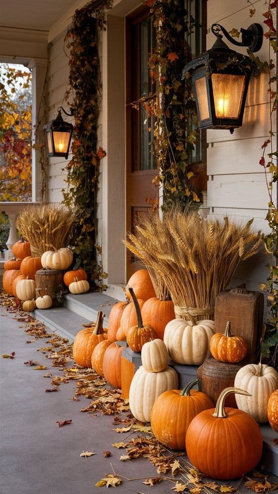 Harvest Lantern Pumpkin Porch