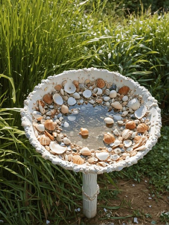 Seashell Serenity Birdbath