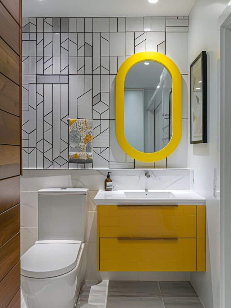 Modern Geometric Yellow Glow Bathroom