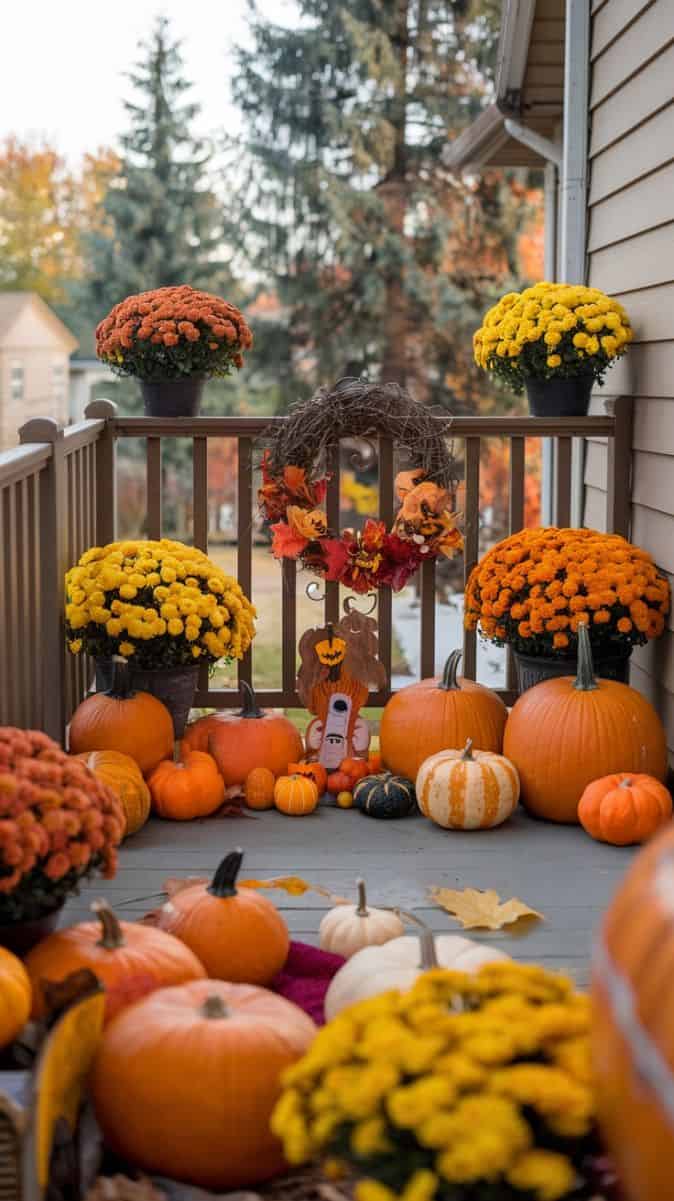 Vibrant Pumpkin Porch Display