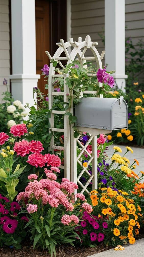 Vibrant Floral Mailbox Arch