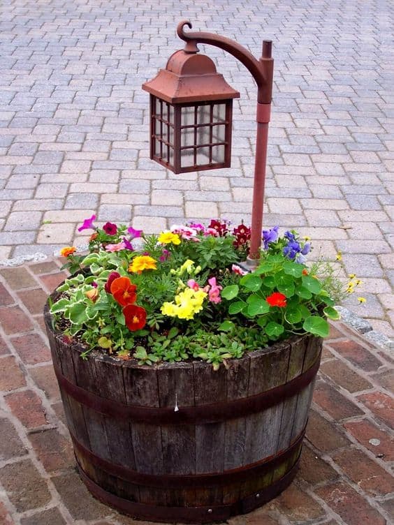 Charming Barrel Flower Planter