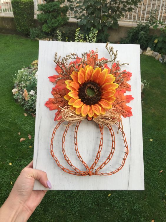 Vibrant Sunflower and Pumpkin Wire