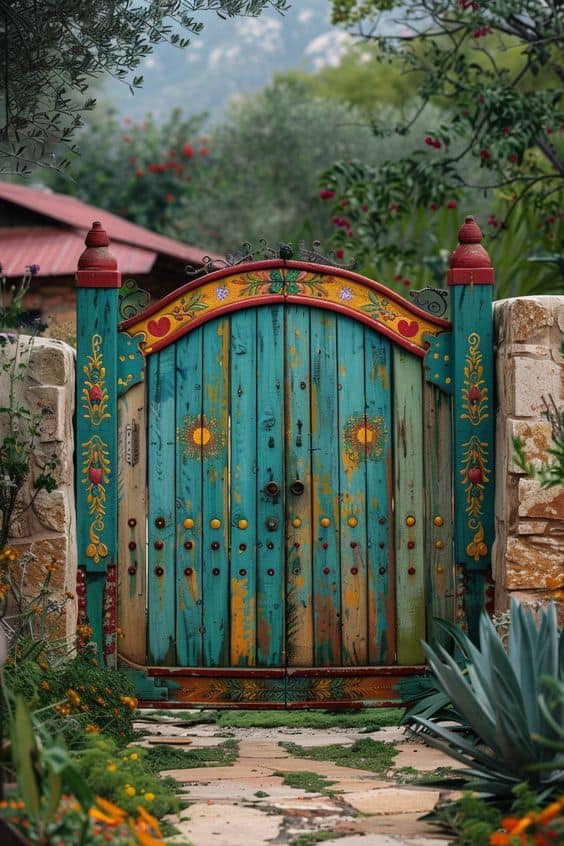 Vibrant Rustic Painted Gate