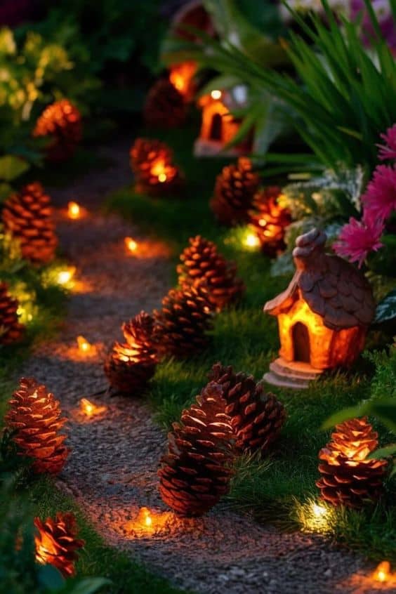 Cozy Pinecone Pathway Fairy Lights Wonderland