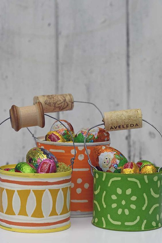 Colorful Easter Tin Buckets