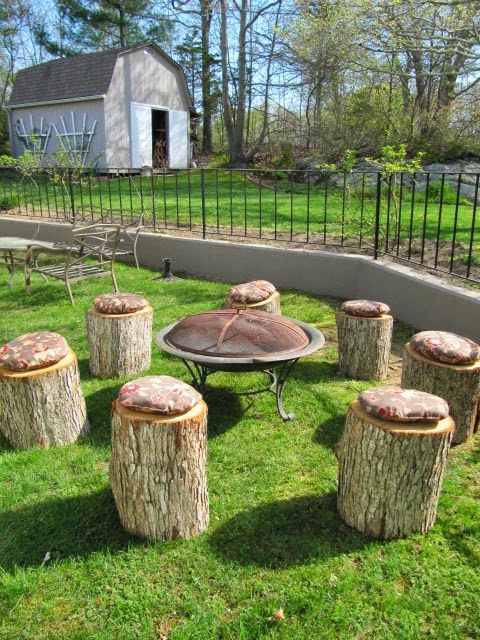 Tree Trunk Fire Pit Seating