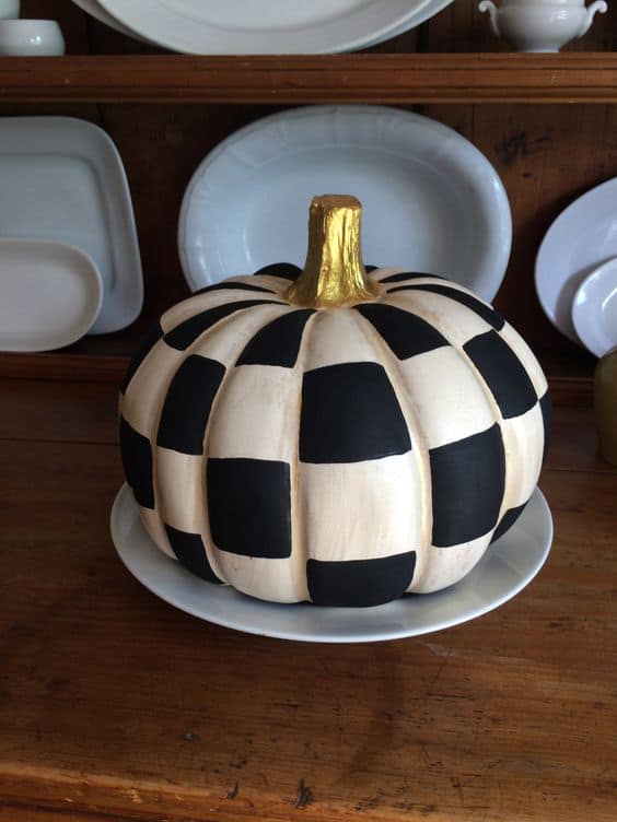 Chic Checkered Glam Pumpkin