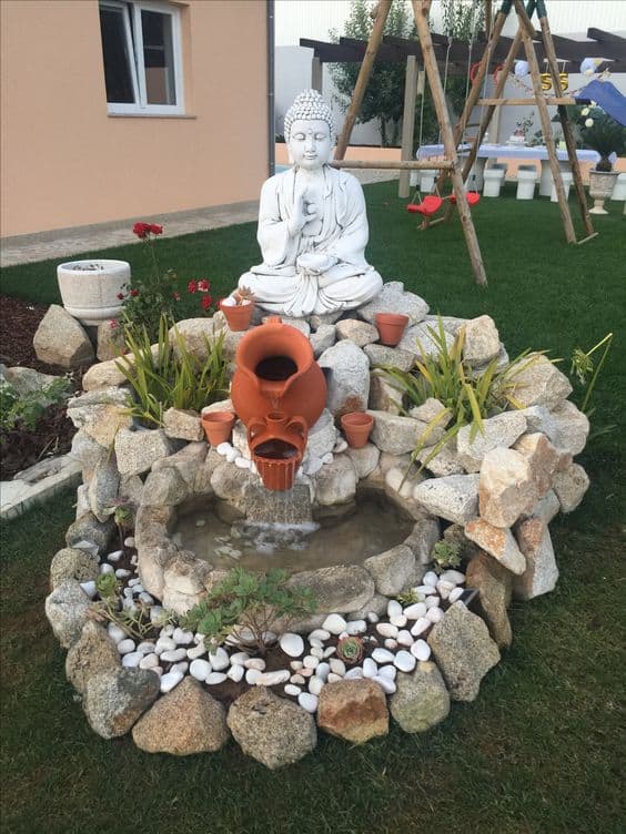 Serene Buddha Waterfall Garden