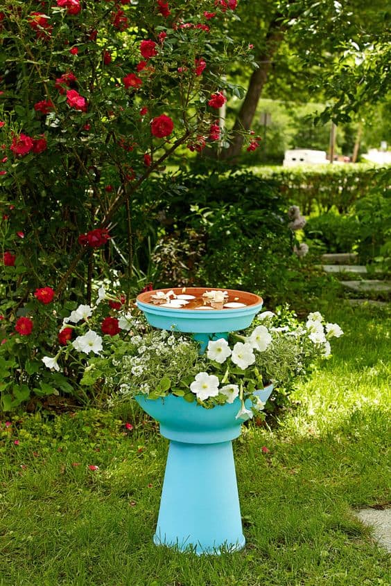 Vibrant Flower-Pot Birdbath