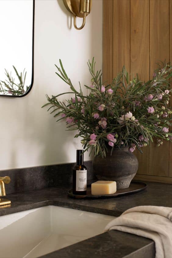 Floral Serenity Bathroom Counter