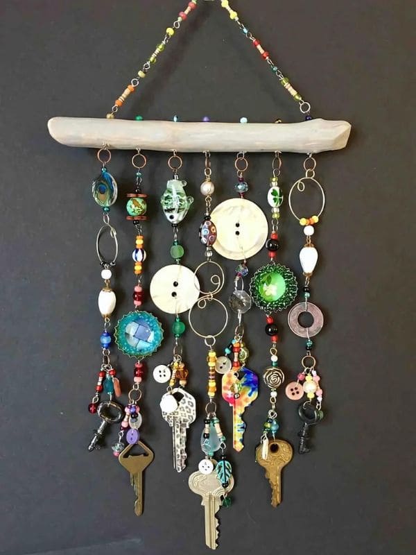 Whimsical Button and Key Wind Chime