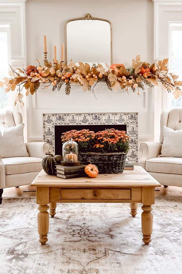 Charming Autumn Floral Fireplace