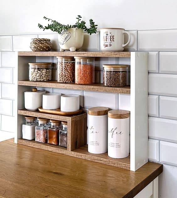 Rustic Chic Kitchen Shelf Organization