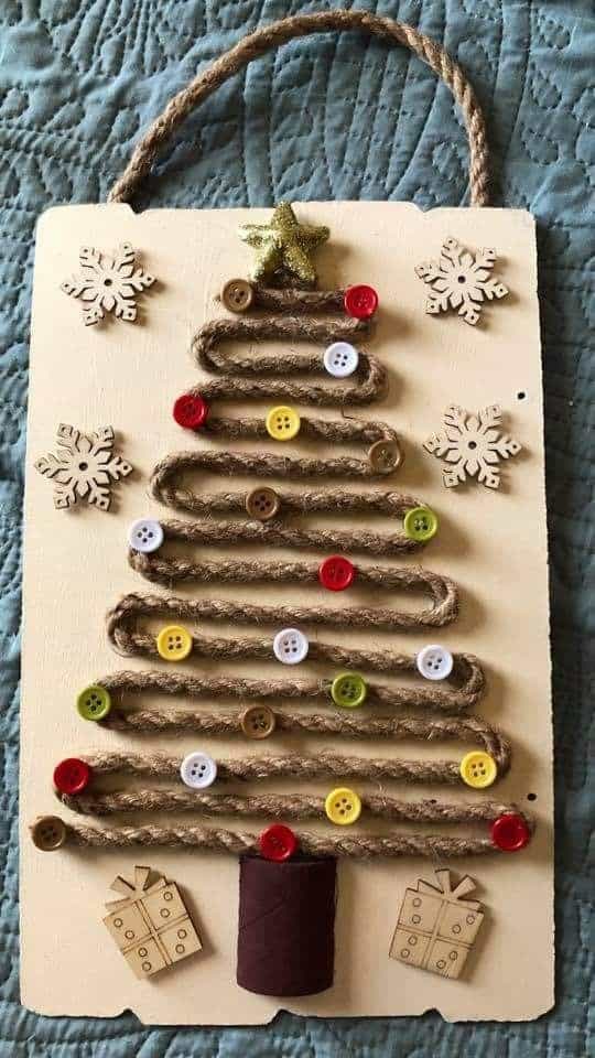 Festive Button Christmas Tree Art