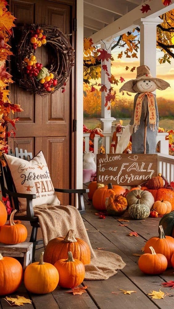 Welcoming Fall Wonderland Porch