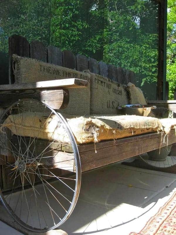 Rustic Wheel Bench Creation