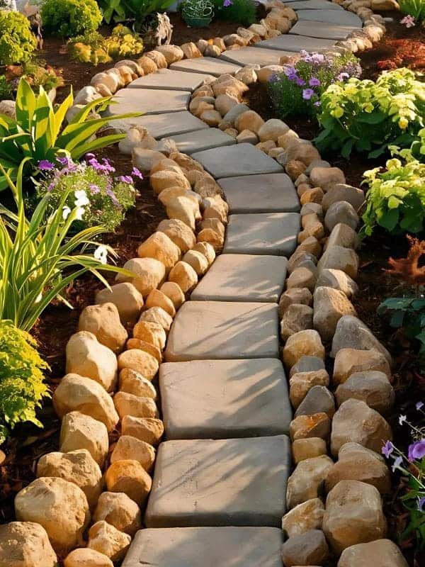 Golden Stone-Edged Garden Path